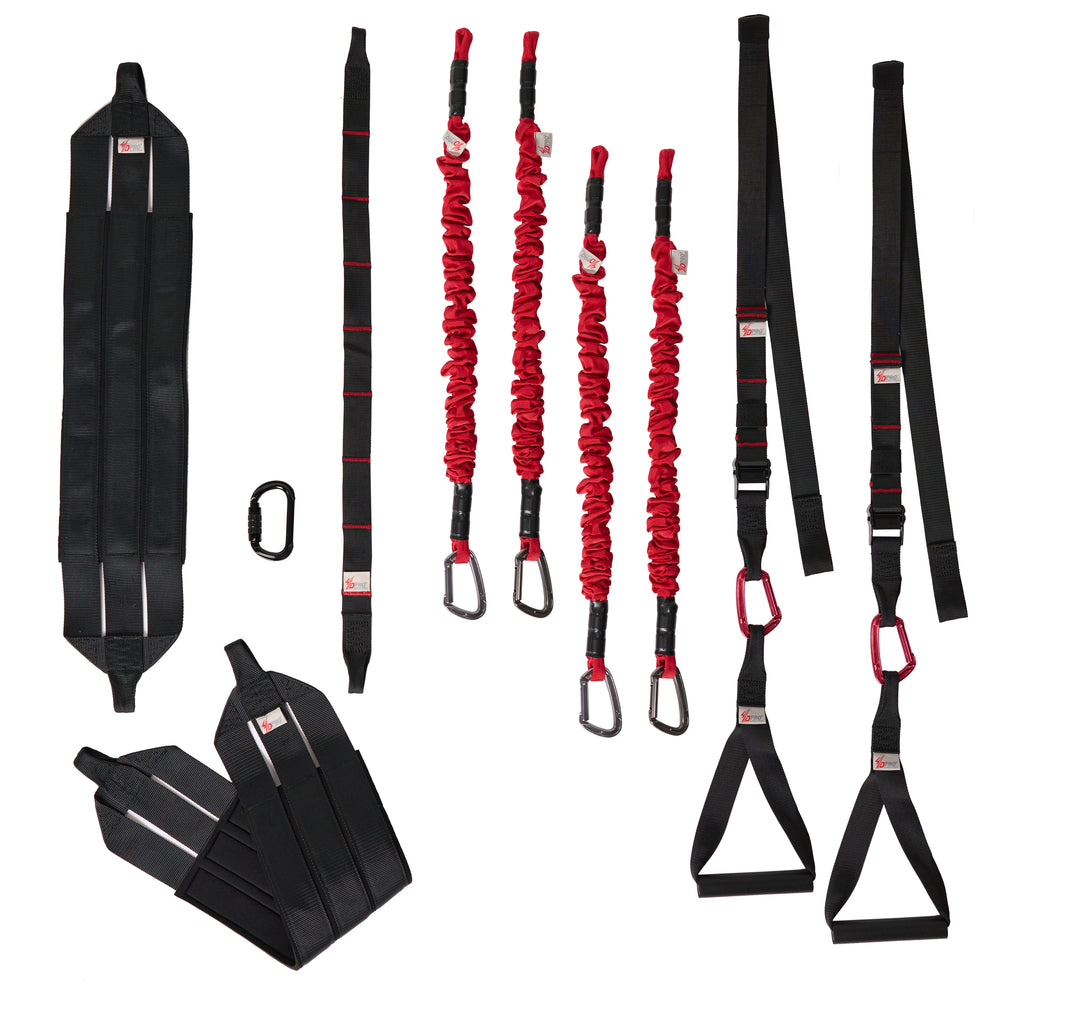 4D PRO® Bungee Trainer System included equipment on a white background
