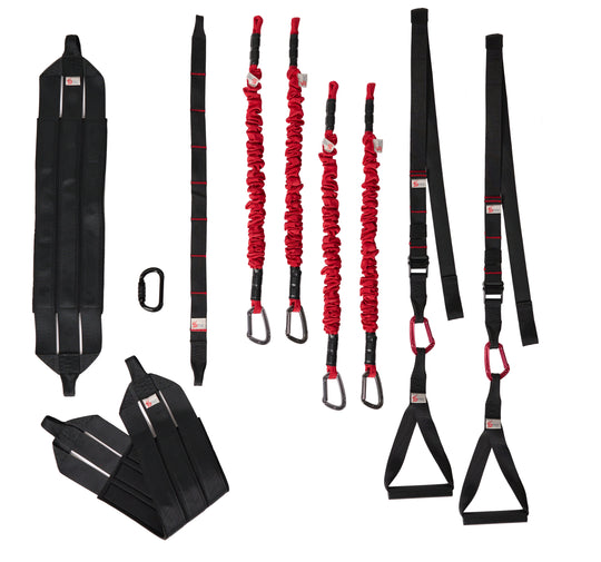 4D PRO® Bungee Trainer System included equipment on a white background