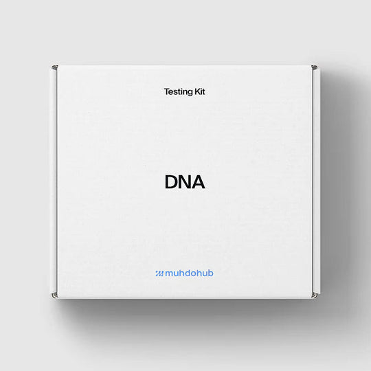 DNA testing kit box from Athleticum on a white background
