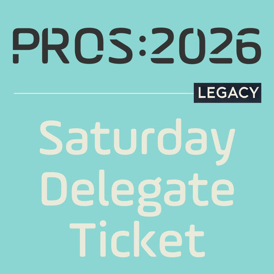Delegate ticket for PROS 2026 Legacy event on a teal background